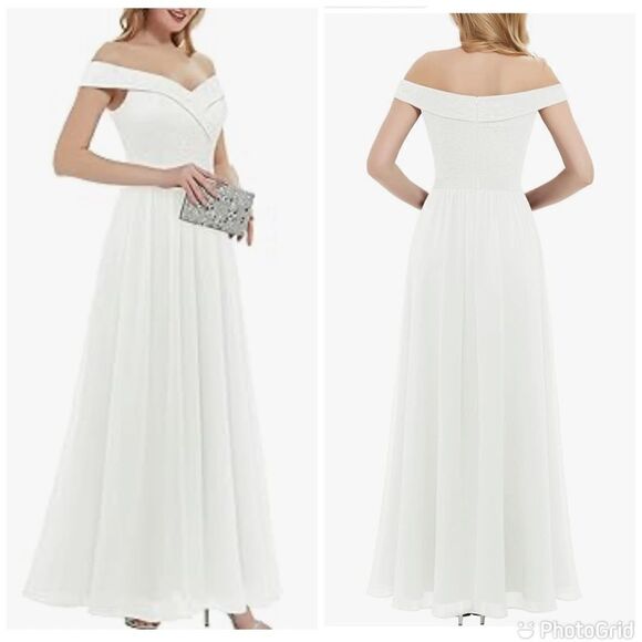 Daisyaner V Neck Formal Wedding Elegant Long Cocktail Evening Party Gown Dress - Picture 1 of 15